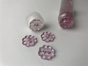 Knap - blomster formet i rosa, ca 16 mm